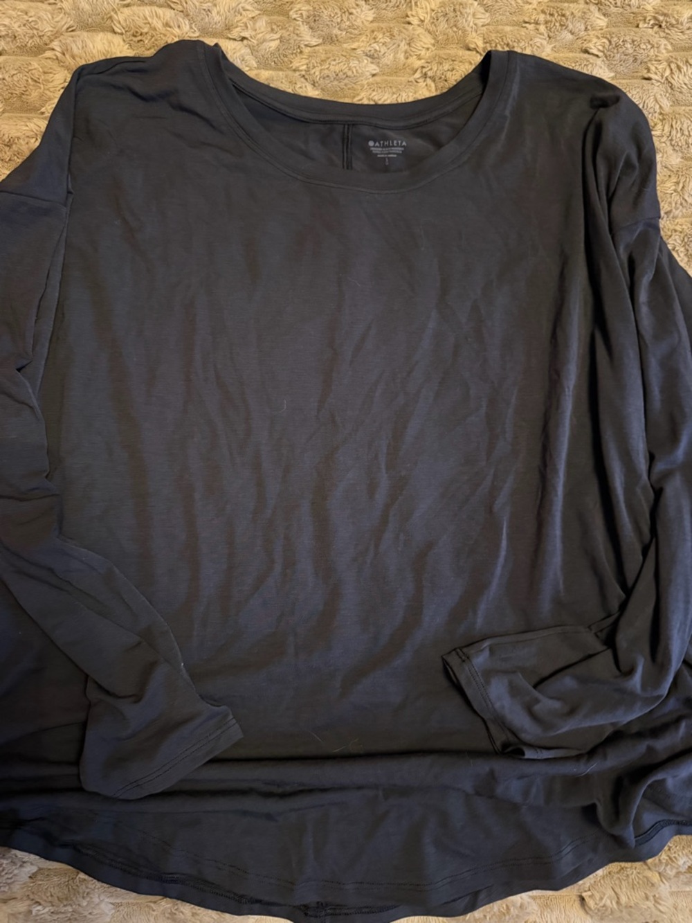 Athleta womens Long Sleeve Crew Tee - Charcoal Black